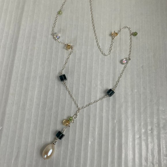 NWOT 17" Real Gems Pearl & Real Silver (not plated) Tassel Necklace - Picture 4 of 5